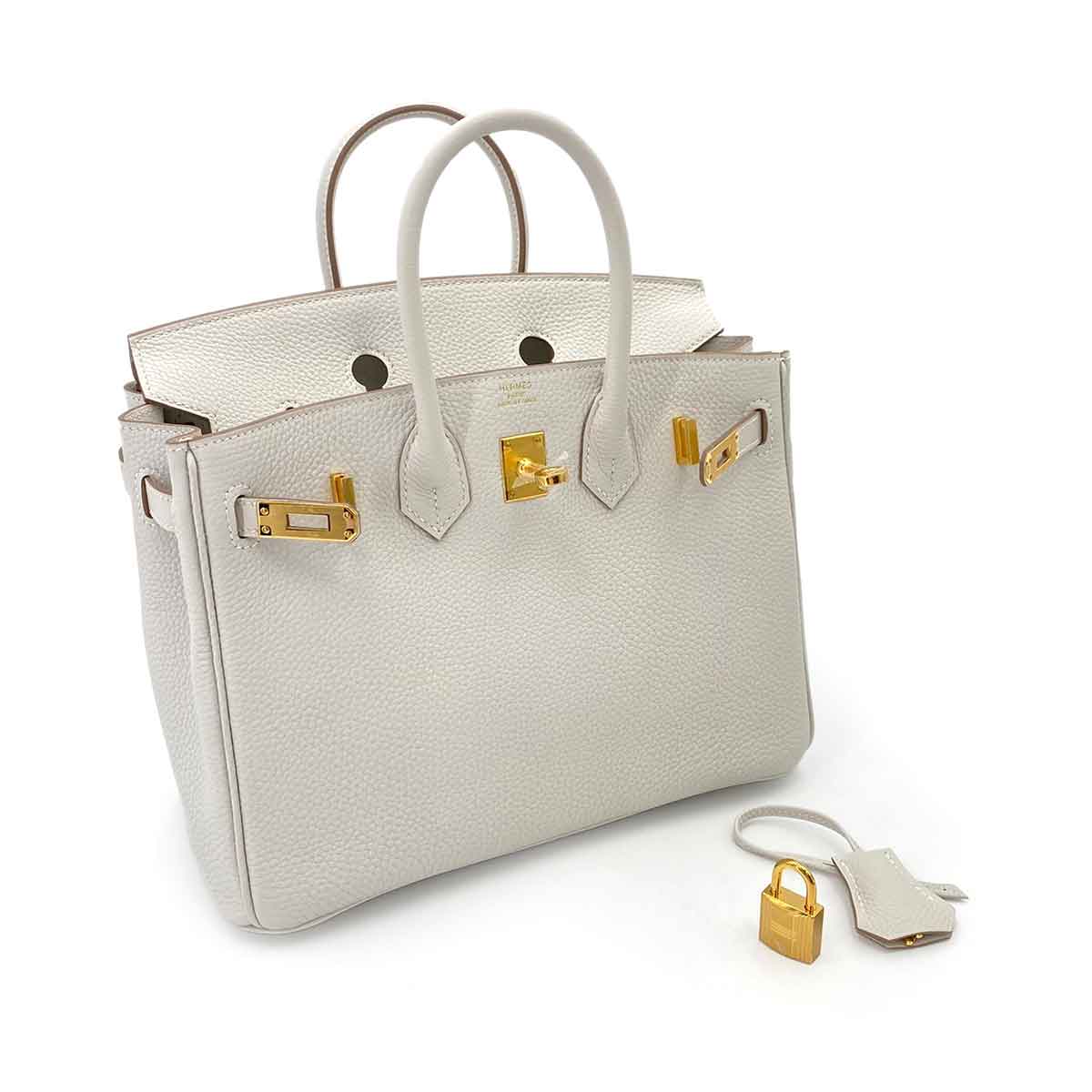 HERMES BIRKIN 25 GREASE PEARL TOGO HAND BAG W 90242332