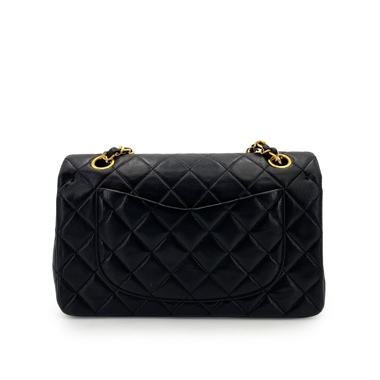 CHANEL VINTAGE CLASSIC FLAP SMALL CHAIN SHOULDER BAG BLACK LAMB SKIN 90242338