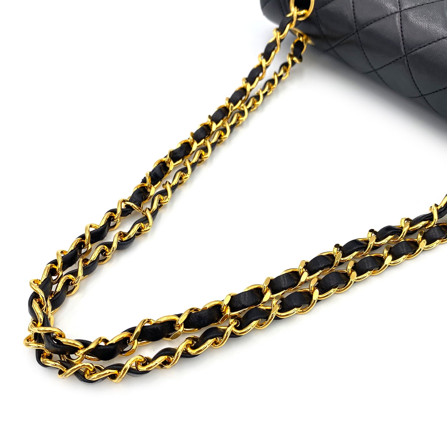 CHANEL VINTAGE CLASSIC FLAP SMALL CHAIN SHOULDER BAG BLACK LAMB SKIN 90242338