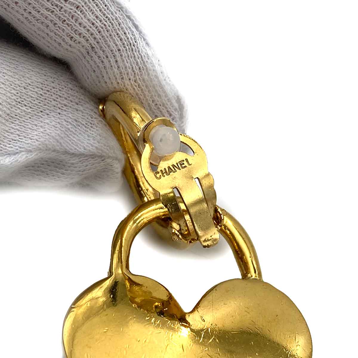 CHANEL VINTAGE EARRINGS HEART MOTIF COLORSTONE ACCESSORY 90242339