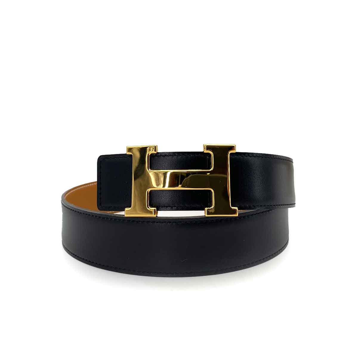 HERMES CONSTANCE BELT BLACK BOXCALF □B 90242344