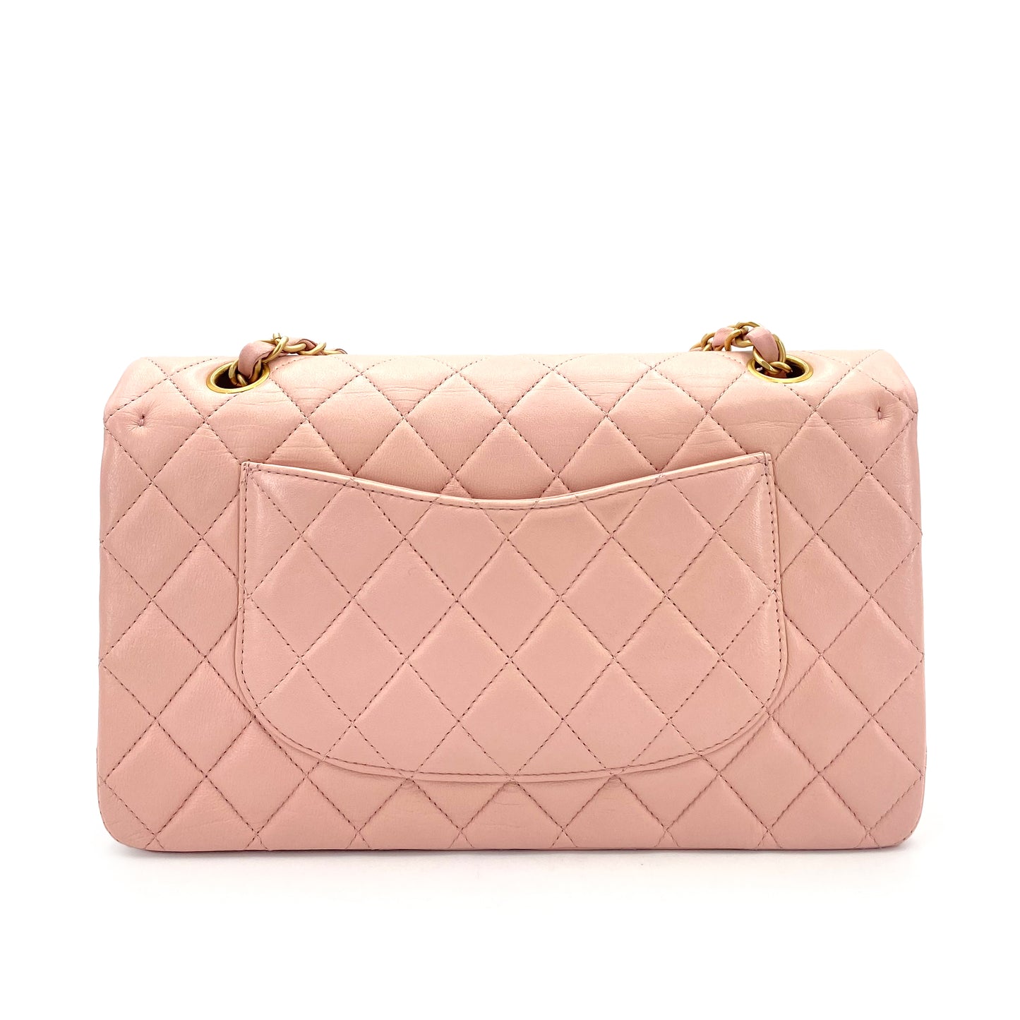 CHANEL VINTAGE CLASSIC FLAP MEDIUM CHAIN SHOULDER BAG PINK LAMB SKIN 90242347