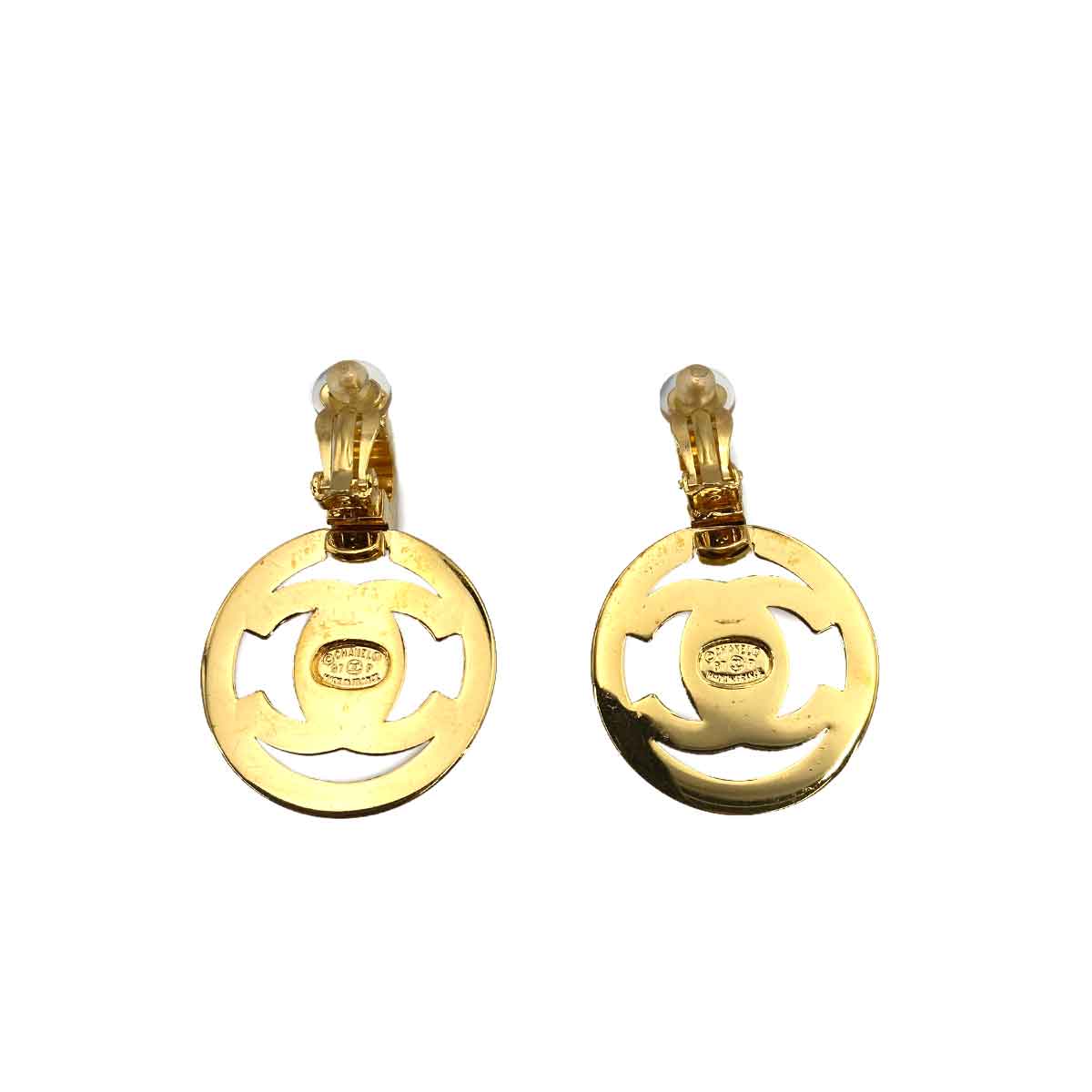 CHANEL VINTAGE EARRINGS TURN LOCK ROUND ACCESSORY 97P 90242349