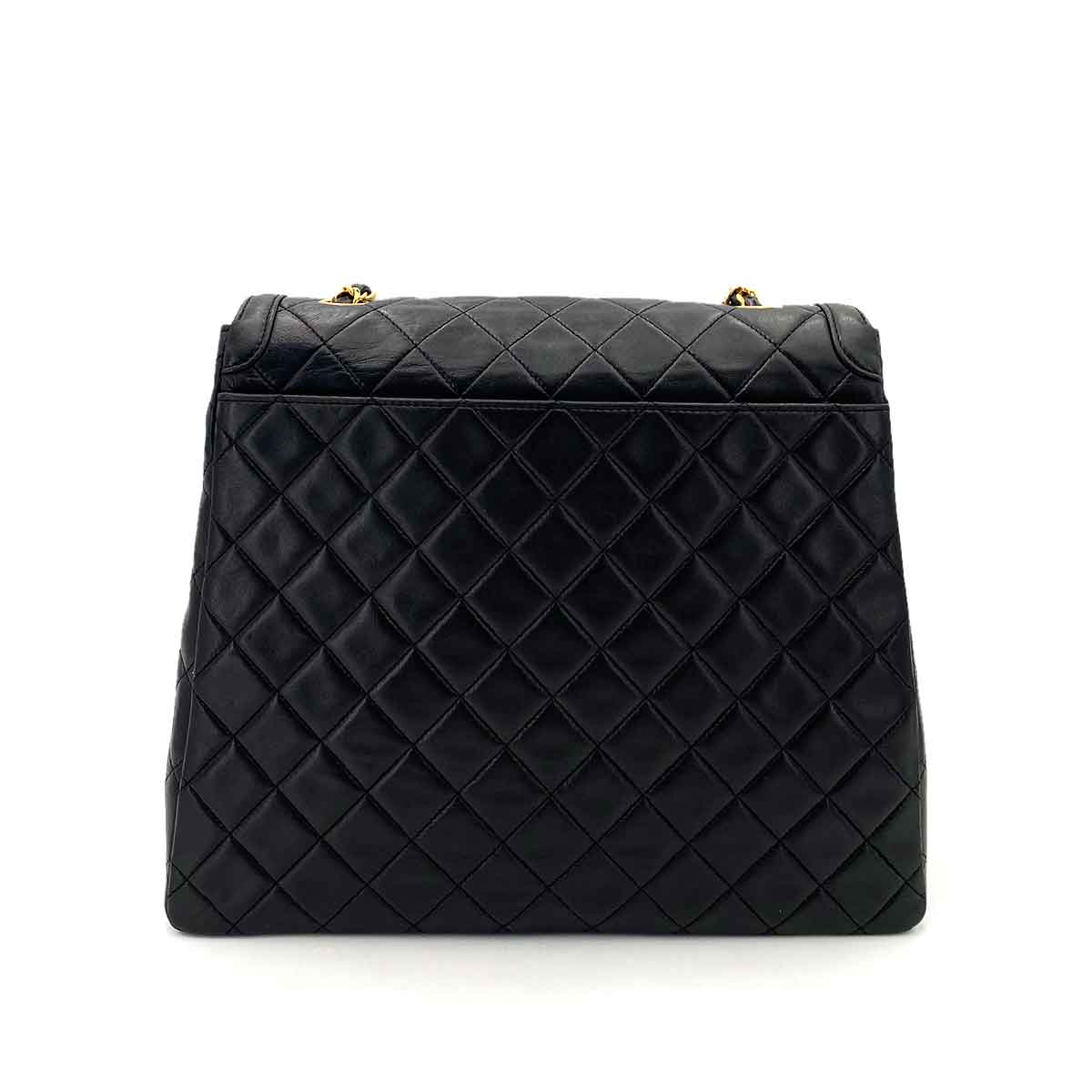 CHANEL VINTAGE MATELASSE CHAIN SHOULDER BAG BLACK LAMB SKIN 90242639