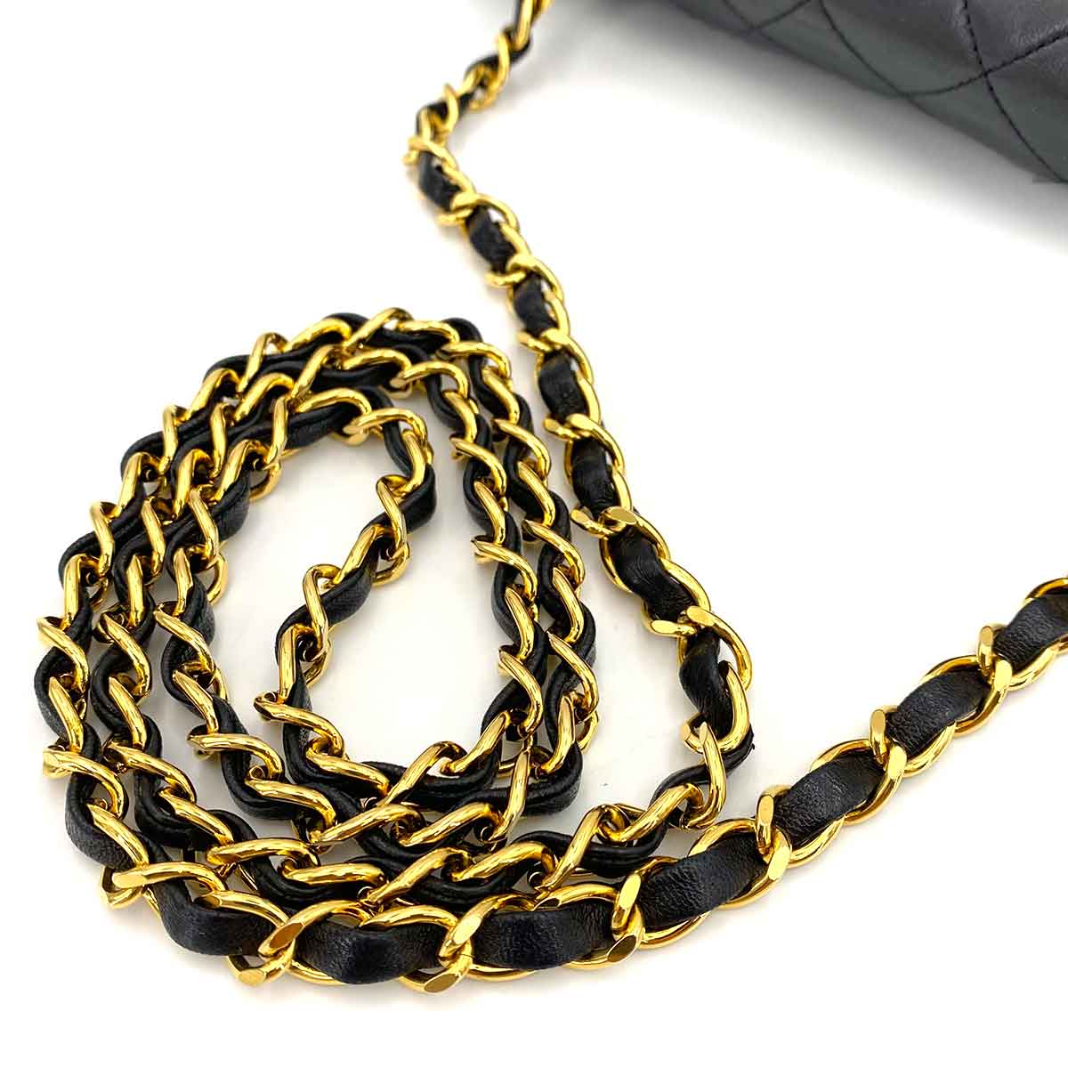CHANEL VINTAGE MATELASSE CHAIN SHOULDER BAG BLACK LAMB SKIN 90242639