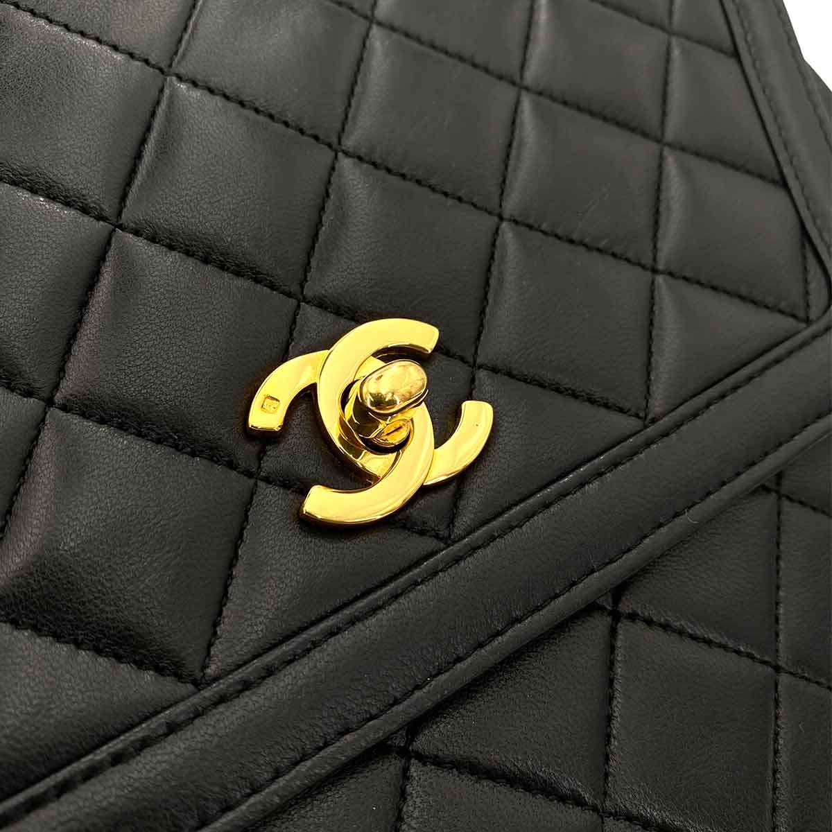 CHANEL VINTAGE MATELASSE CHAIN SHOULDER BAG BLACK LAMB SKIN 90242639