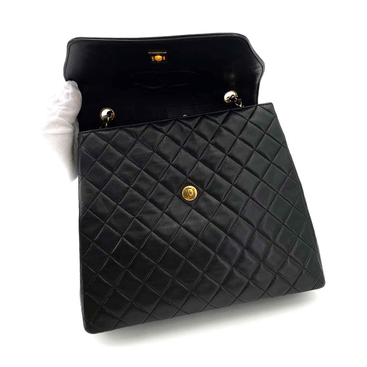 CHANEL VINTAGE MATELASSE CHAIN SHOULDER BAG BLACK LAMB SKIN 90242639