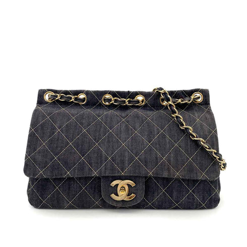 CHANEL VINTAGE CHAIN SHOULDER BAG BLUE DENIM 90242645 - PURPOSE