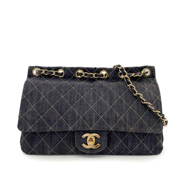 CHANEL VINTAGE CHAIN SHOULDER BAG BLUE DENIM 90242645 - PURPOSE