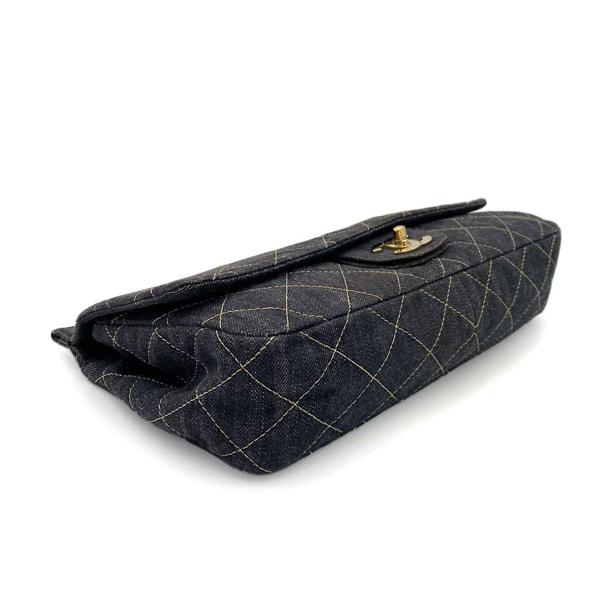 CHANEL VINTAGE CHAIN SHOULDER BAG BLUE DENIM 90242645