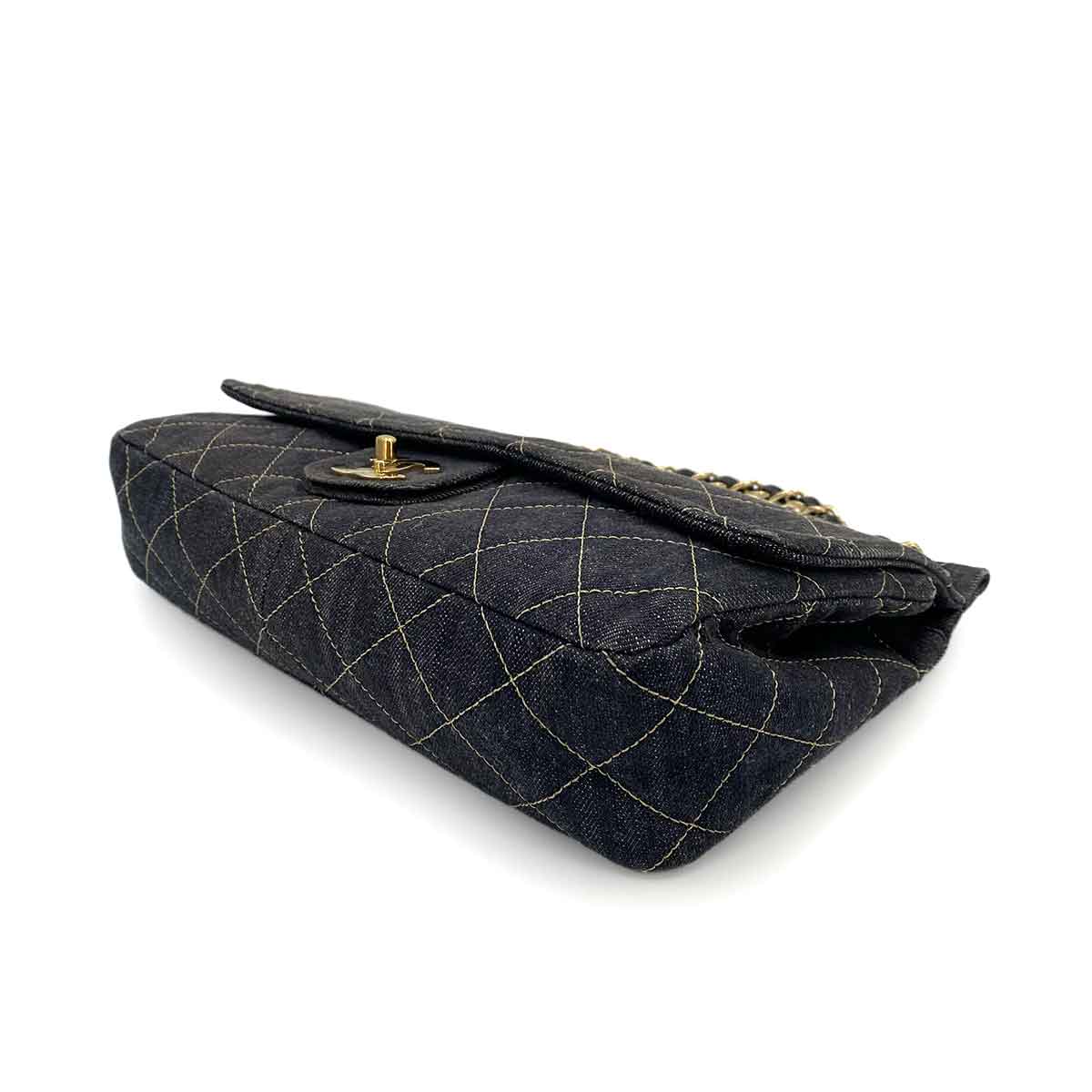 CHANEL VINTAGE CHAIN SHOULDER BAG BLUE DENIM 90242645