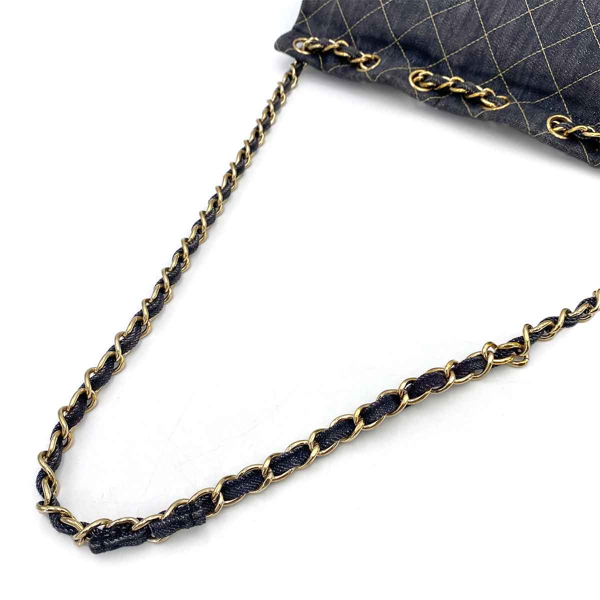 CHANEL VINTAGE CHAIN SHOULDER BAG BLUE DENIM 90242645