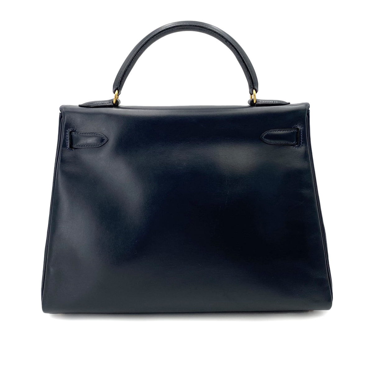 HERMES KELLY 32 RETOURNE BLUE INDIGO BOXCALF HAND SHOULDER BAG 〇W 90242646