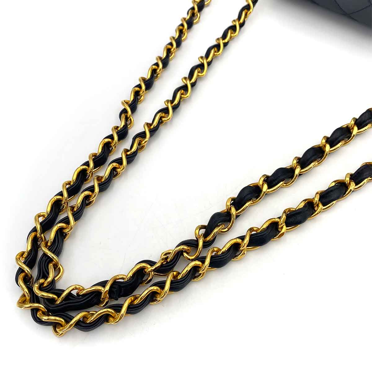 CHANEL VINTAGE MAXI MATELASSE 34 CHAIN SHOULDER BAG BLACK LAMB SKIN 90242647