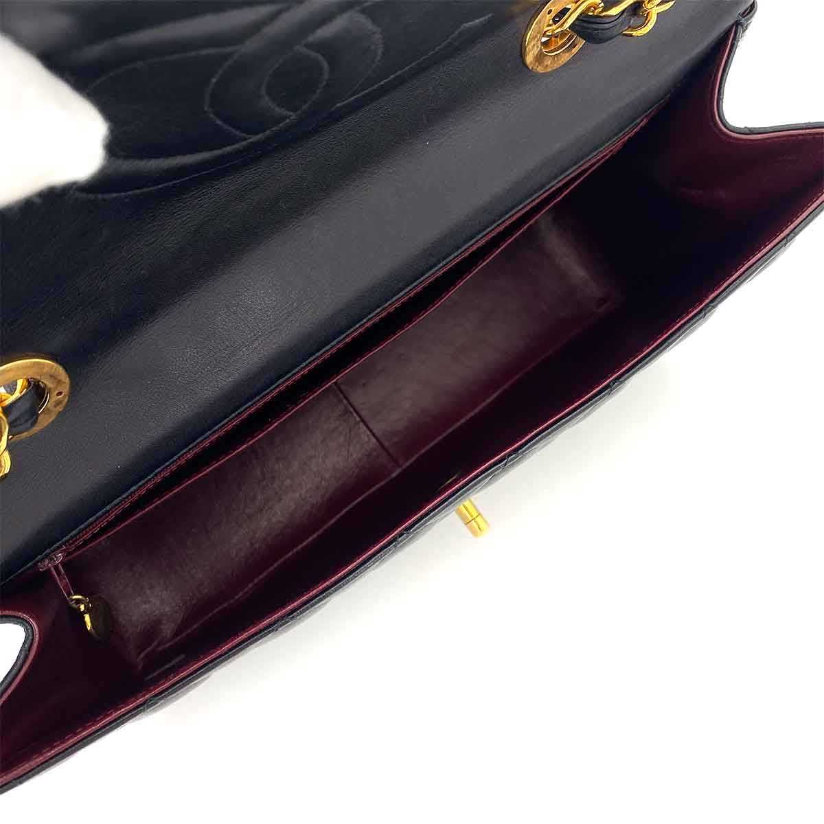 CHANEL VINTAGE MAXI MATELASSE 34 CHAIN SHOULDER BAG BLACK LAMB SKIN 90242647