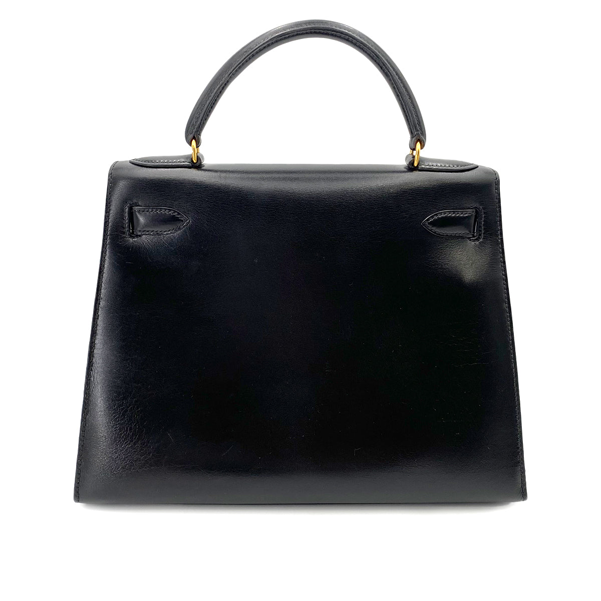 HERMES KELLY 28 SELLIER BLACK BOXCALF HAND SHOULDER BAG 〇V 90242655