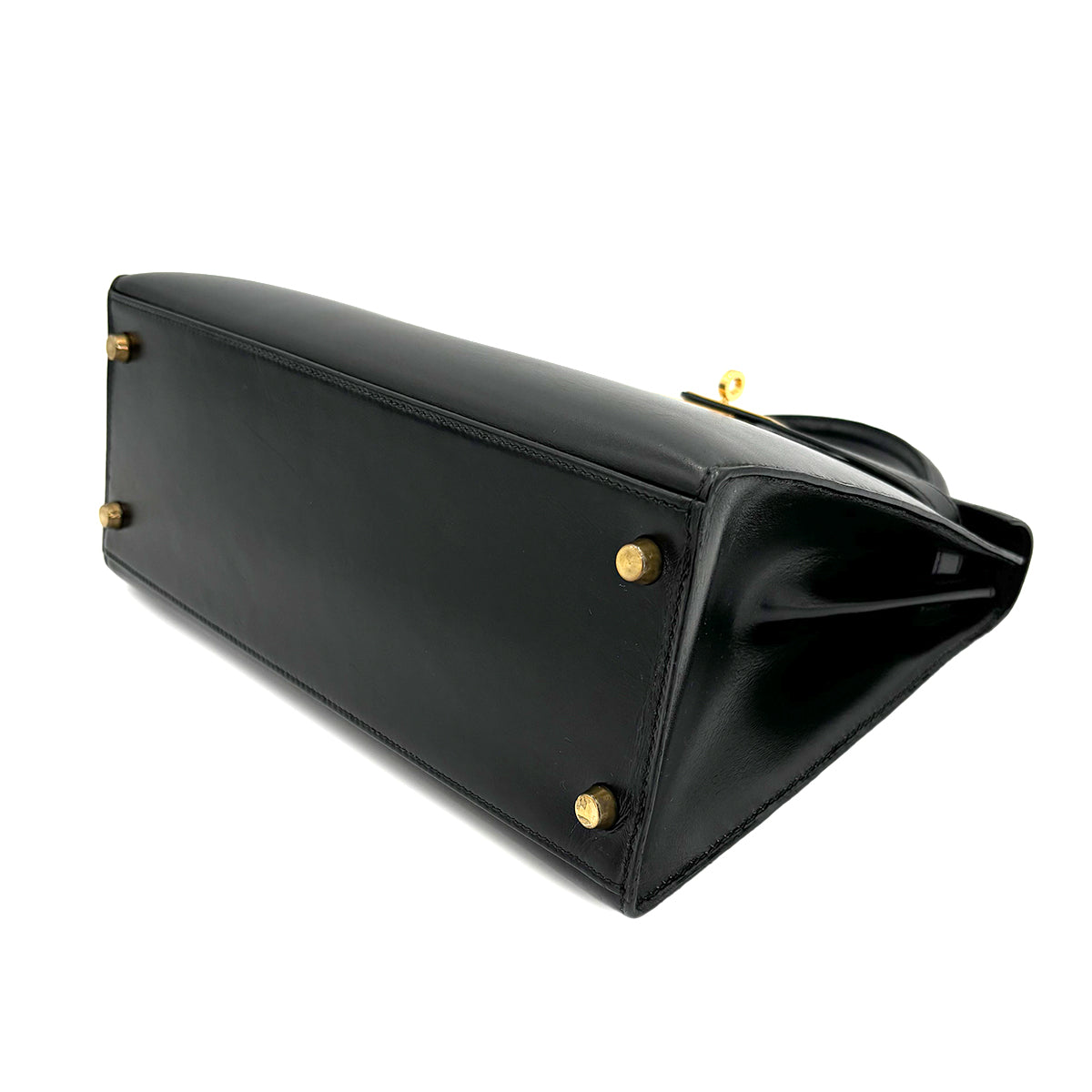 HERMES KELLY 28 SELLIER BLACK BOXCALF HAND SHOULDER BAG 〇V 90242655