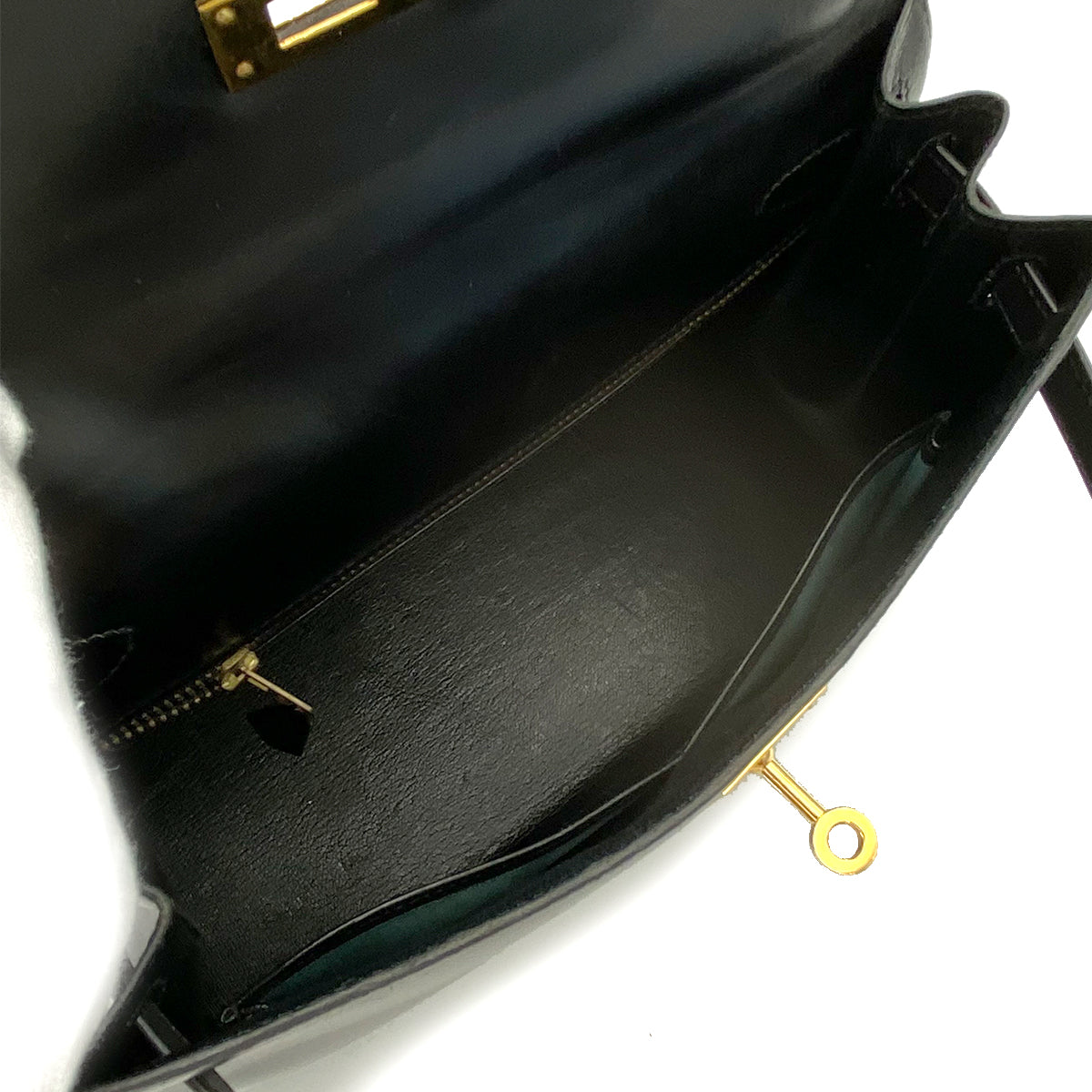 HERMES KELLY 28 SELLIER BLACK BOXCALF HAND SHOULDER BAG 〇V 90242655