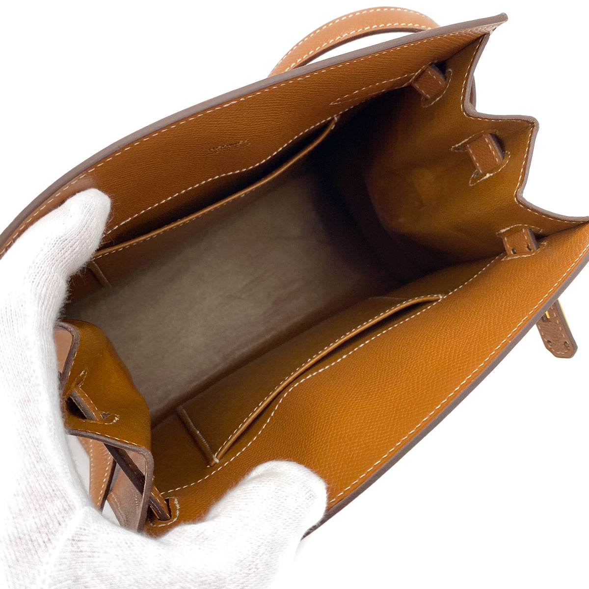 HERMES KELLY SPORTS GOLD COUCHEVEL SHOULDER BAG □B 90242658