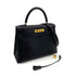 HERMES KELLY 28 SELLIER BLACK ARDENNES HAND SHOULDER BAG □A 90242663 - PURPOSE