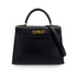 HERMES KELLY 28 SELLIER BLACK ARDENNES HAND SHOULDER BAG □A 90242663 - PURPOSE