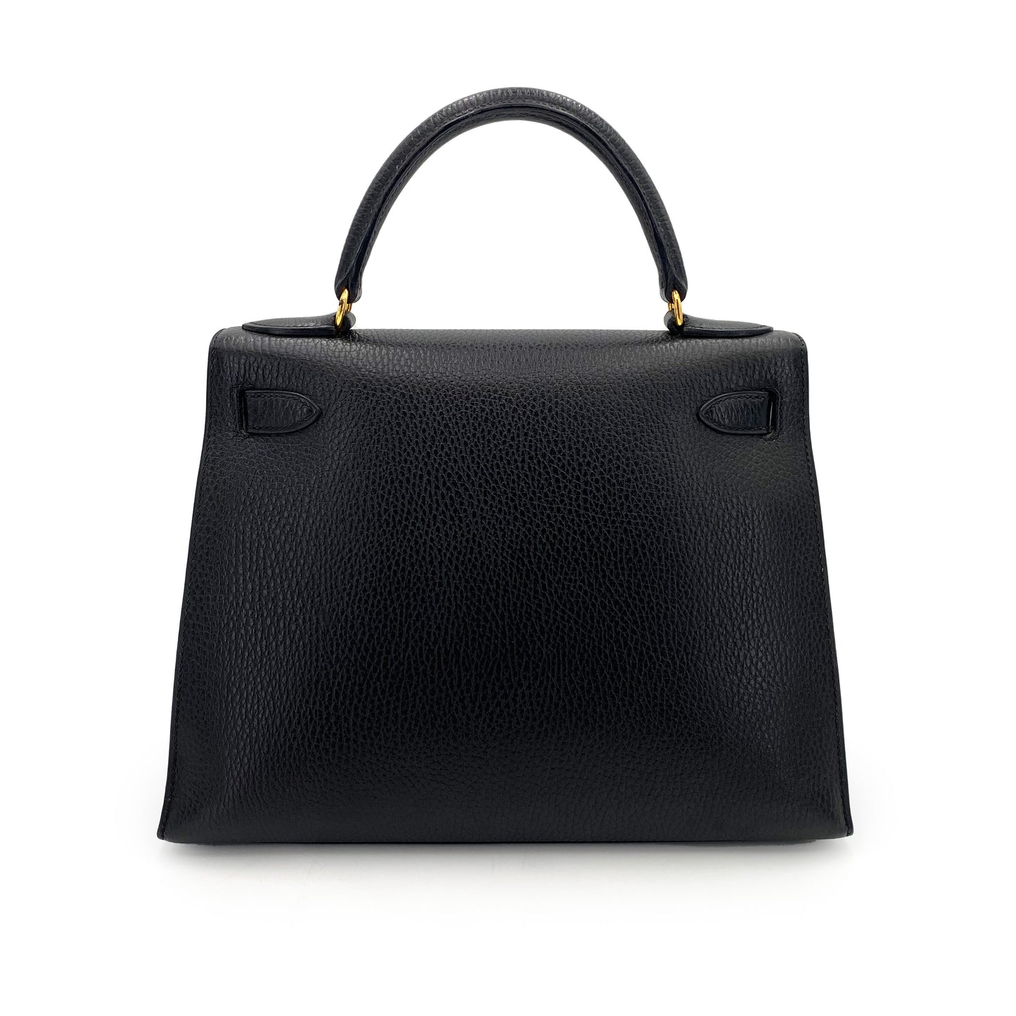 HERMES KELLY 28 SELLIER BLACK ARDENNES HAND SHOULDER BAG □A 90242663