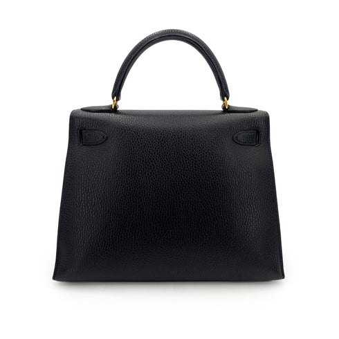 HERMES KELLY 28 SELLIER BLACK ARDENNES HAND SHOULDER BAG □A 90242663 - PURPOSE