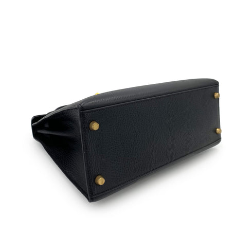 HERMES KELLY 28 SELLIER BLACK ARDENNES HAND SHOULDER BAG □A 90242663 - PURPOSE