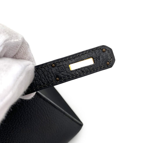 HERMES KELLY 28 SELLIER BLACK ARDENNES HAND SHOULDER BAG □A 90242663 - PURPOSE