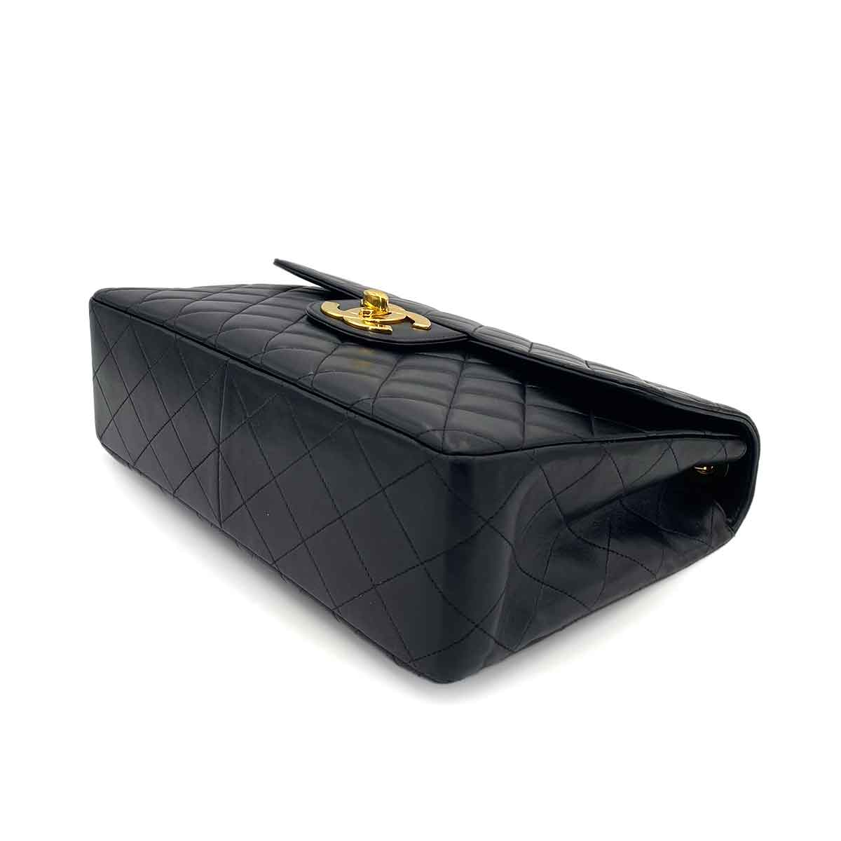 CHANEL VINTAGE JUMBO MATELASSE 30 CHAIN SHOULDER BAG BLACK LAMB SKIN 90242666