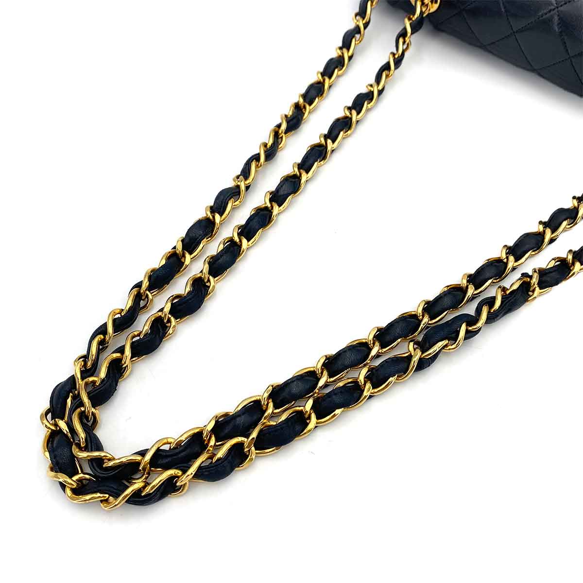 CHANEL VINTAGE JUMBO MATELASSE 30 CHAIN SHOULDER BAG BLACK LAMB SKIN 90242666
