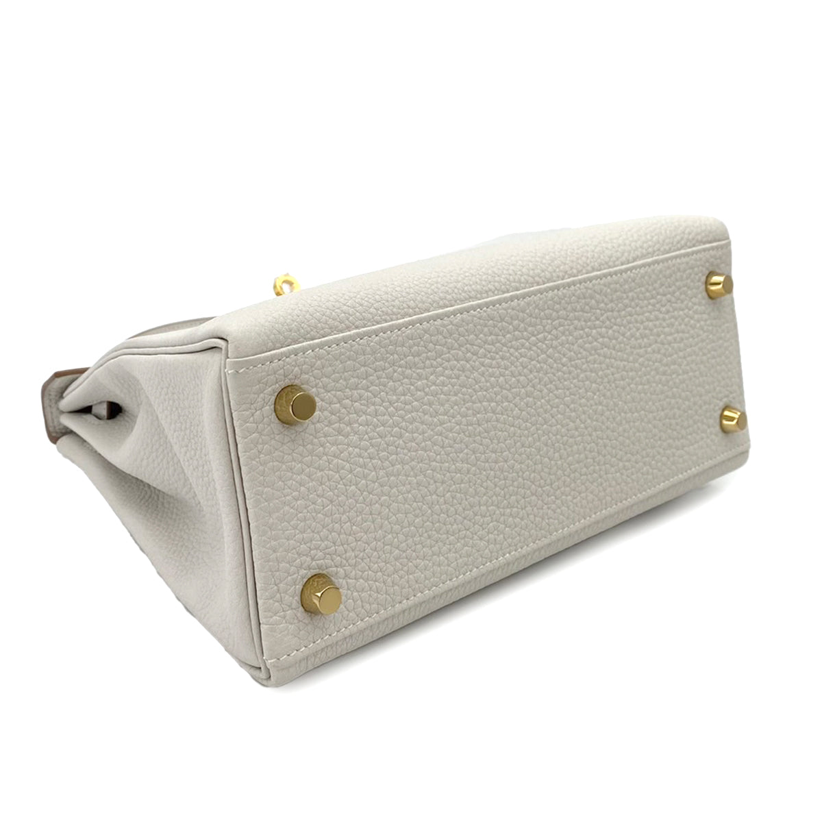 HERMES KELLY 25 RETOURNE GRIS PERLE TOGO HAND SHOULDER BAG B 90242675