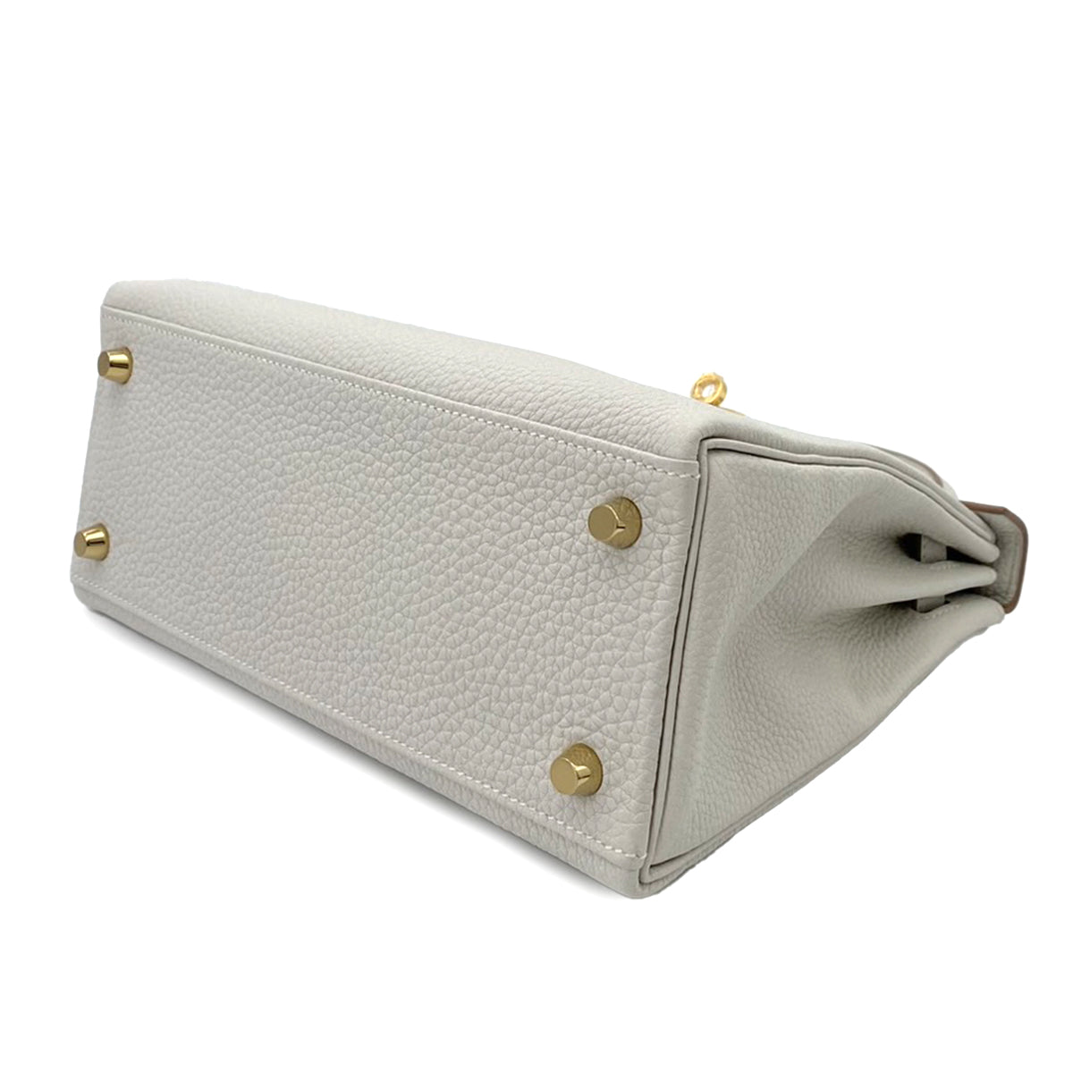 HERMES KELLY 25 RETOURNE GRIS PERLE TOGO HAND SHOULDER BAG B 90242675