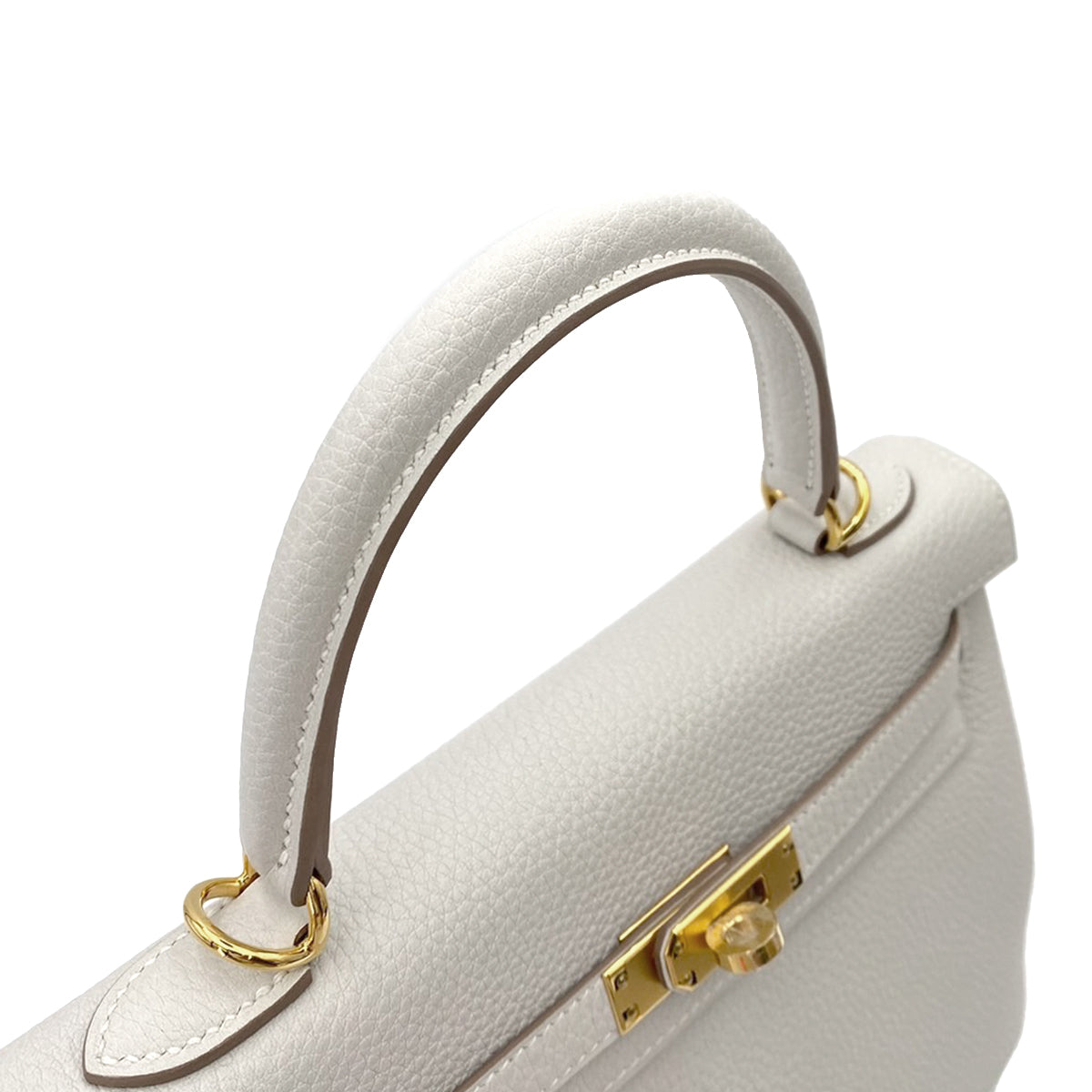 HERMES KELLY 25 RETOURNE GRIS PERLE TOGO HAND SHOULDER BAG B 90242675
