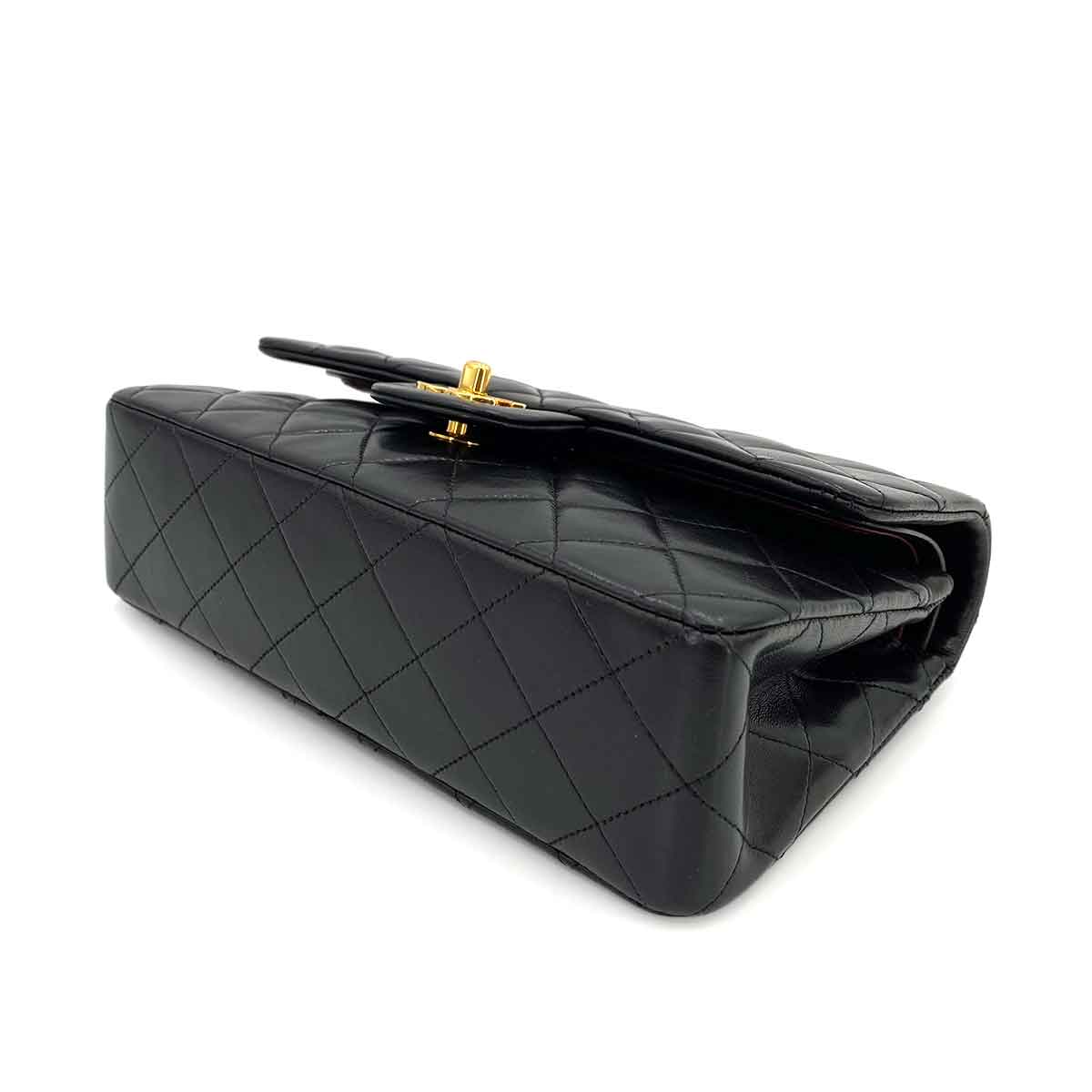 CHANEL VINTAGE CLASSIC FLAP SMALL CHAIN SHOULDER BAG BLACK LAMB SKIN 90242899