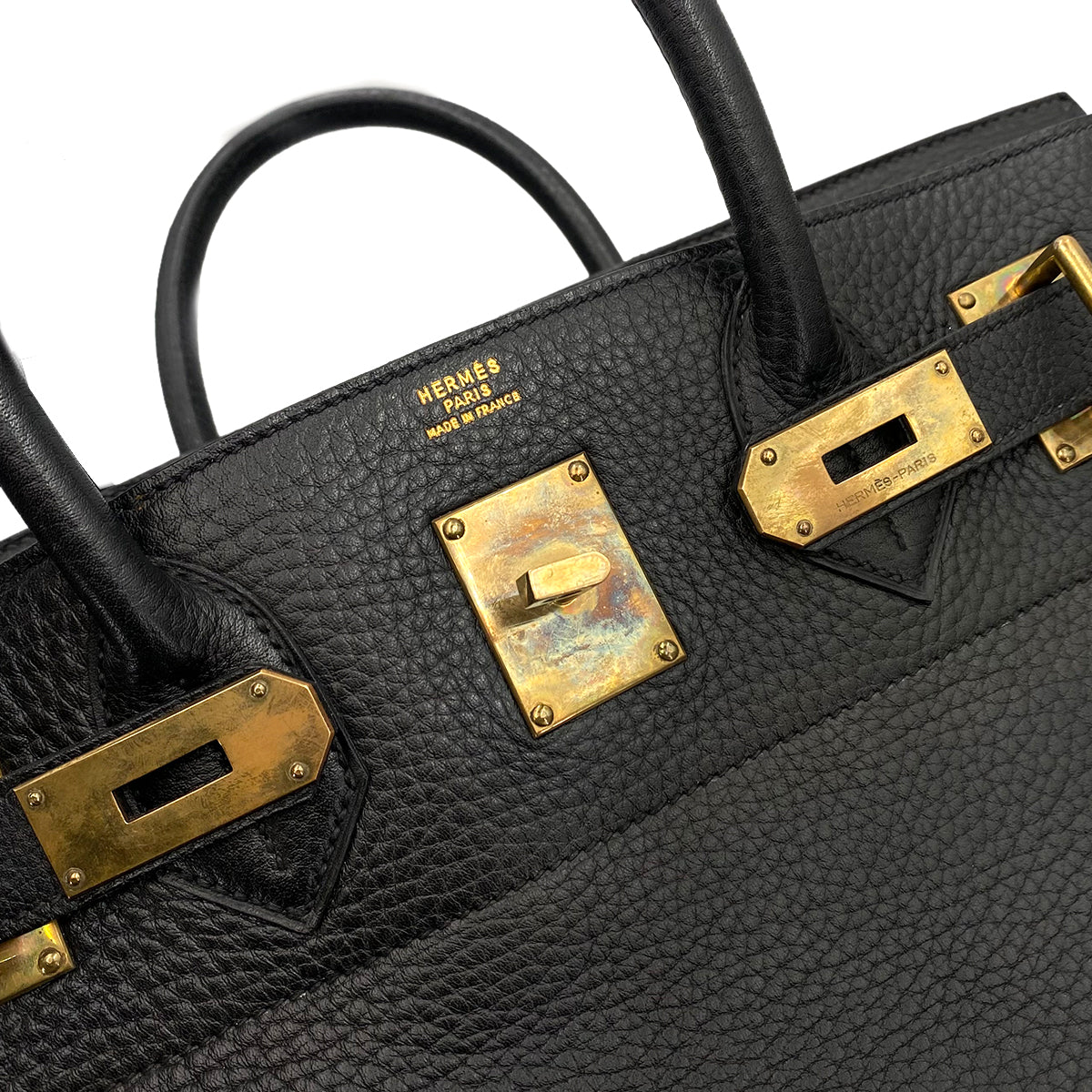 HERMES HAUT A COURROIES 40 BLACK FJORD HAND BAG 〇W 90242902
