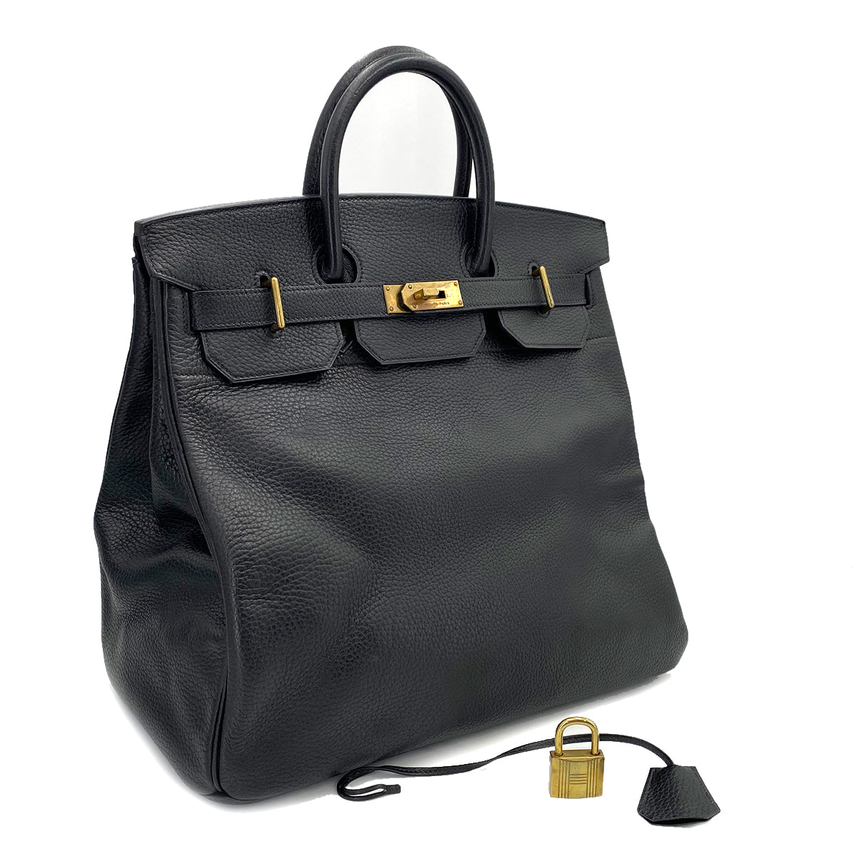 HERMES HAUT A COURROIES 40 BLACK FJORD HAND BAG 〇W 90242902