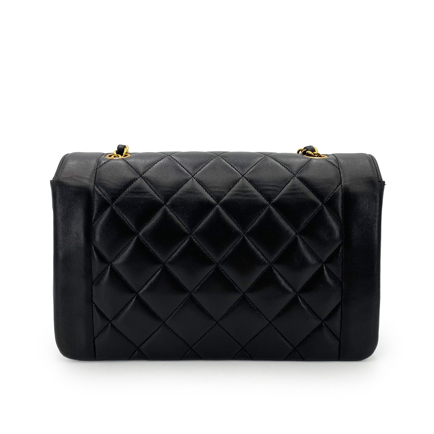 CHANEL VINTAGE DIANA MEDIUM CHAIN SHOULDER BAG BLACK LAMB SKIN 90242946