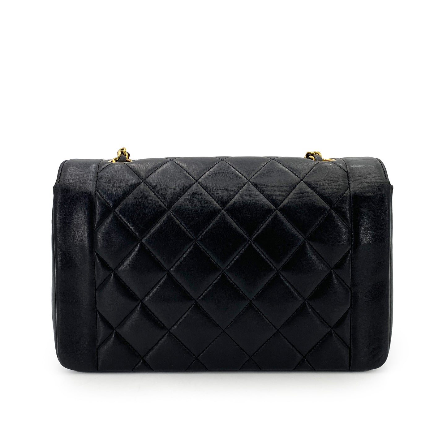 CHANEL VINTAGE DIANA MEDIUM CHAIN SHOULDER BAG BLACK LAMB SKIN 90242951