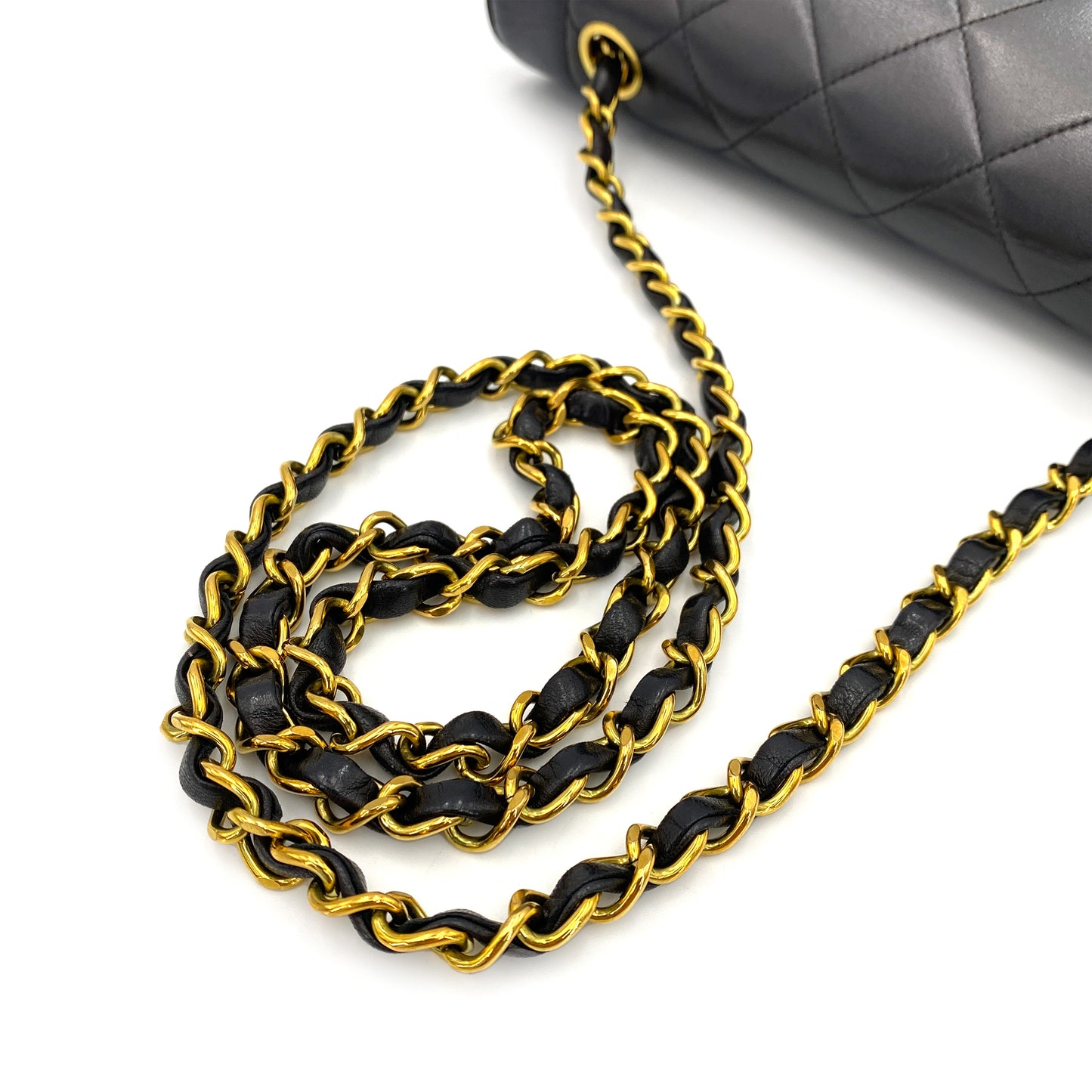 CHANEL VINTAGE DIANA MEDIUM CHAIN SHOULDER BAG BLACK LAMB SKIN 90242951