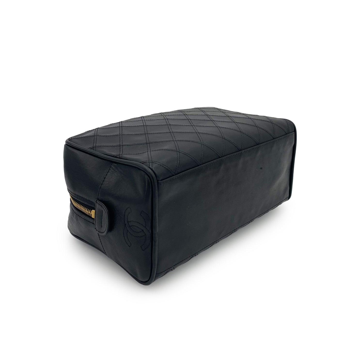 CHANEL VINTAGE BICOLORE POUCH BLACK LAMB SKIN 90242953