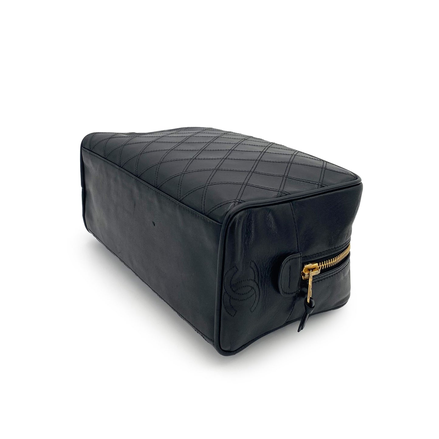 CHANEL VINTAGE BICOLORE POUCH BLACK LAMB SKIN 90242953