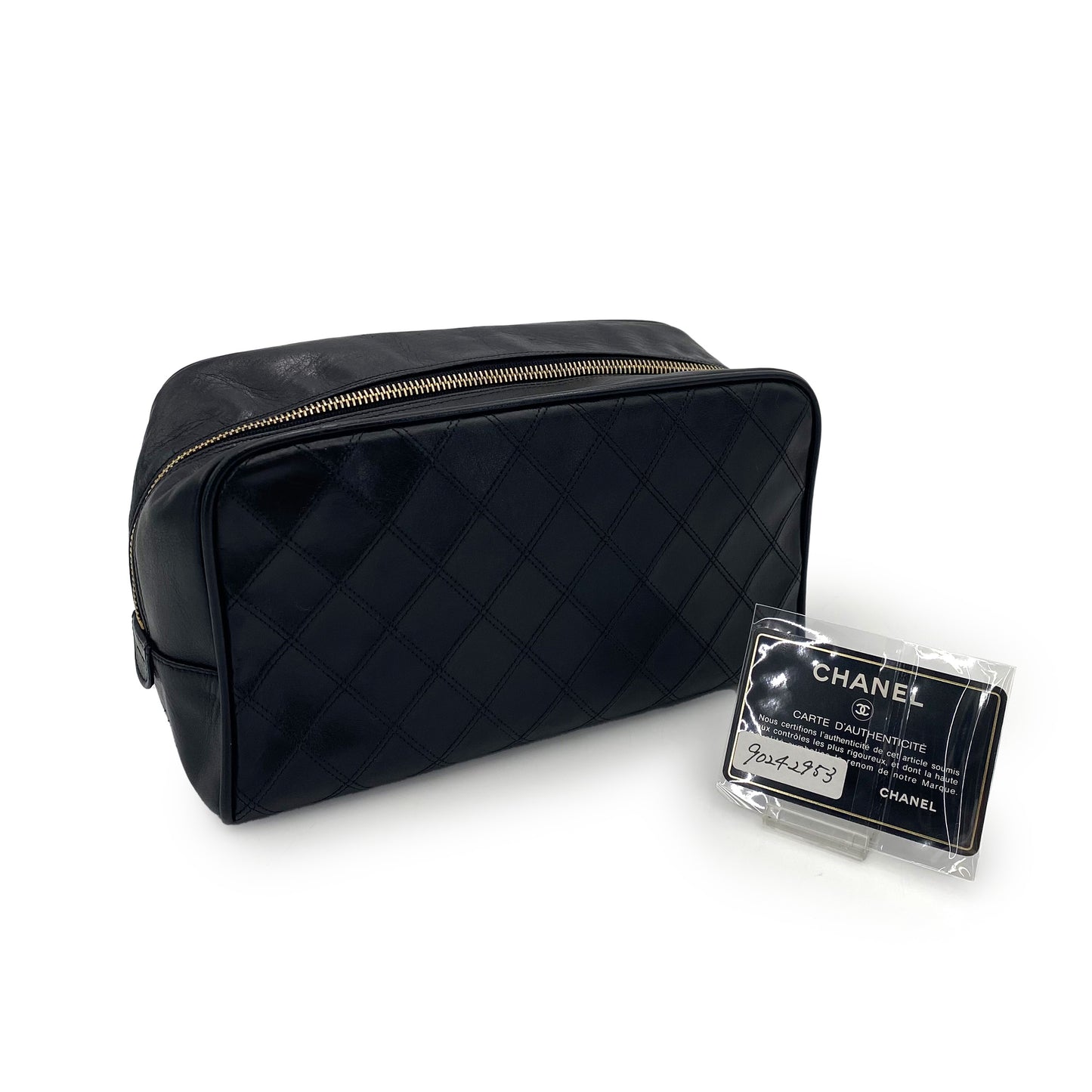 CHANEL VINTAGE BICOLORE POUCH BLACK LAMB SKIN 90242953