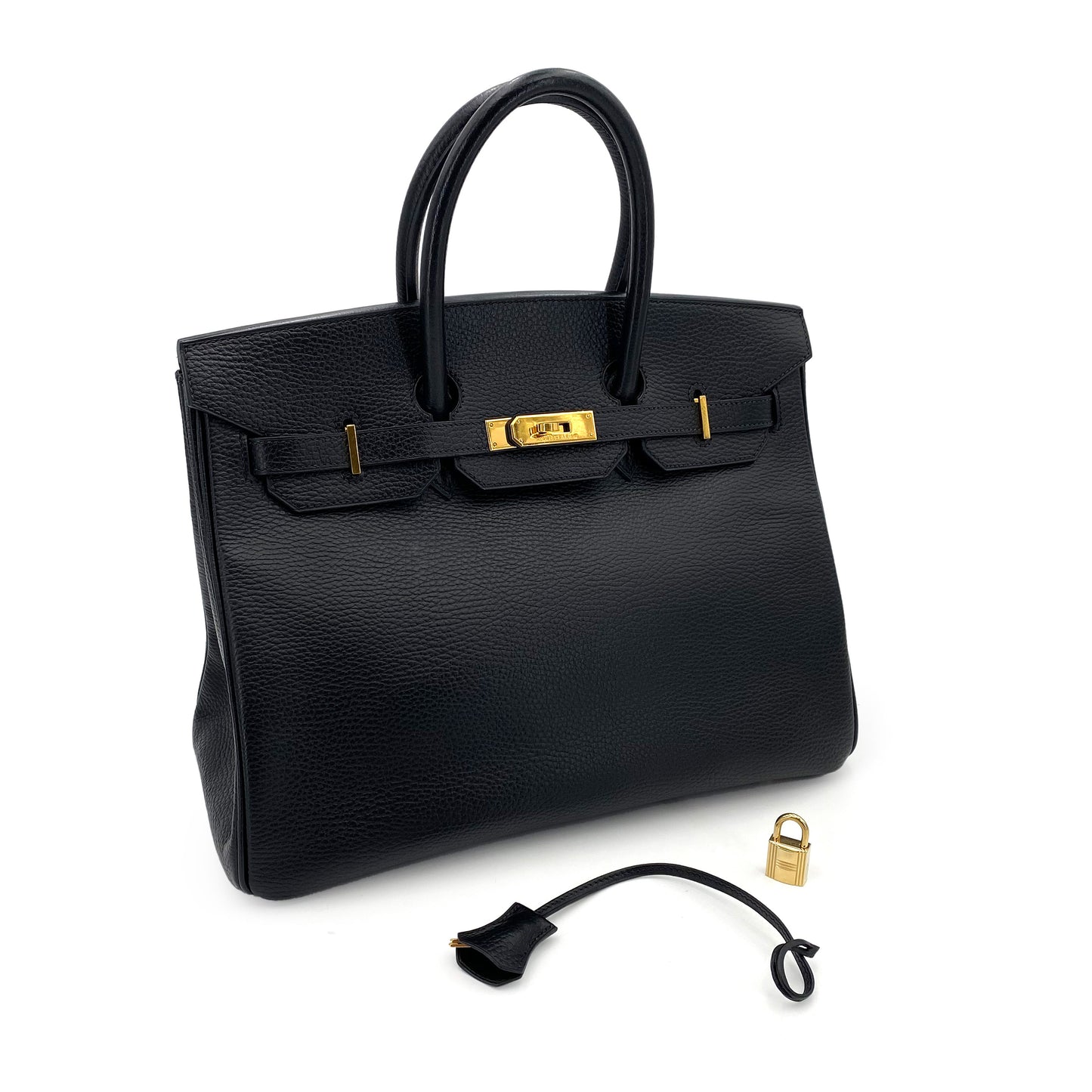 HERMES BIRKIN 35 BLACK ARDENNES HAND BAG □F 90242954