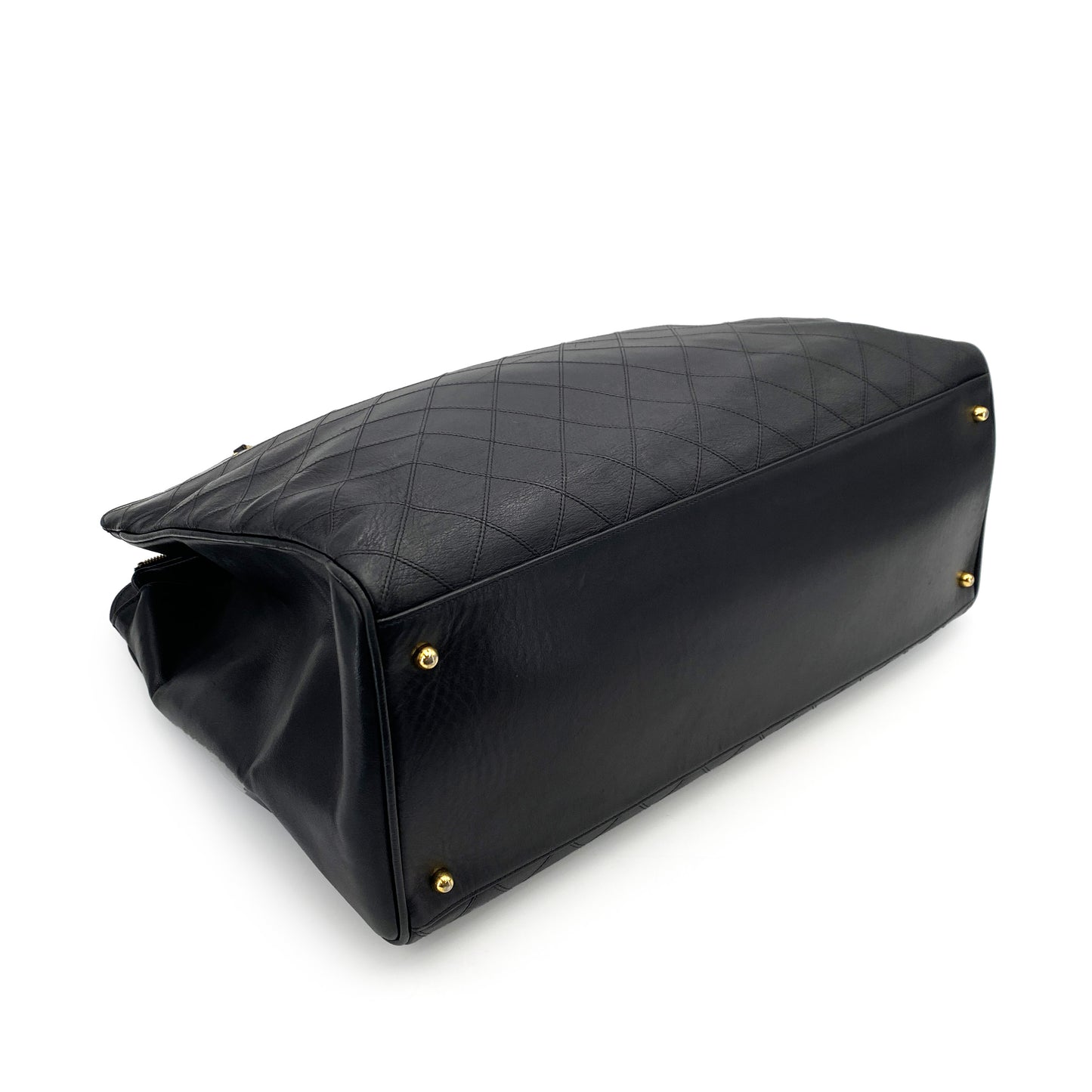 CHANEL VINTAGE SUPER MODEL BICOLORE CHAIN TOTE BAG BLACK LAMB SKIN 90242956