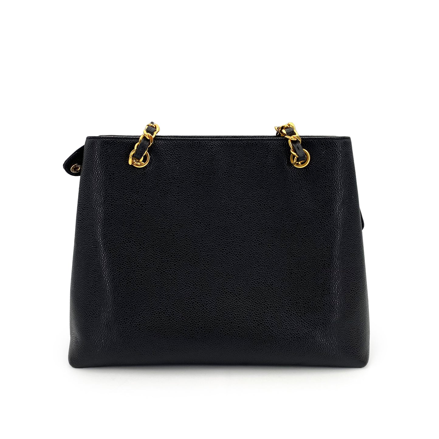 CHANEL VINTAGE CHAIN TOTE BAG BLACK CAVIAR SKIN 90242957