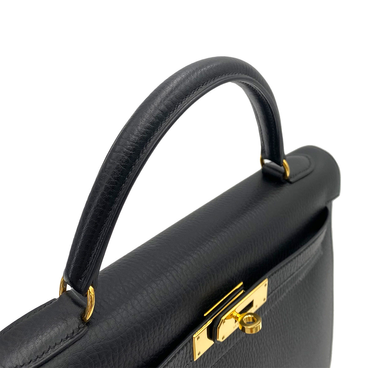 HERMES KELLY 32 SELLIER BLACK ARDENNES HAND SHOULDER BAG □B 90242962