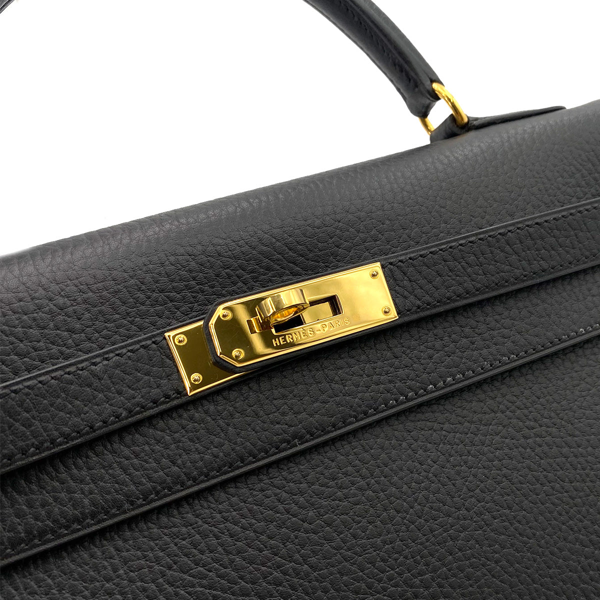 HERMES KELLY 32 SELLIER BLACK ARDENNES HAND SHOULDER BAG □B 90242962