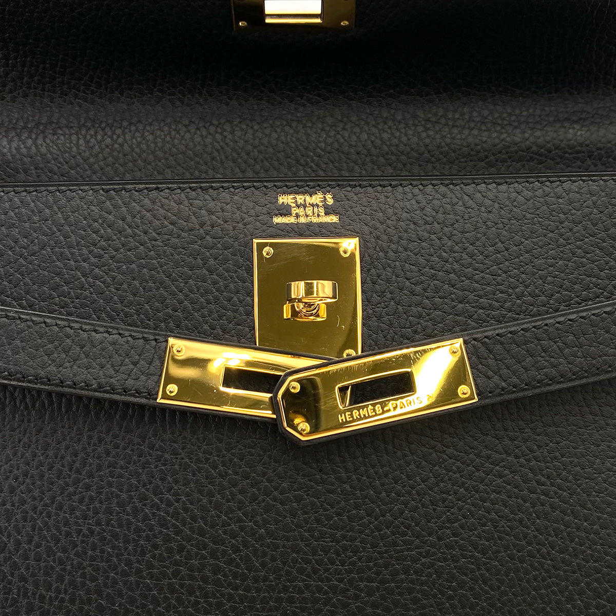 HERMES KELLY 32 SELLIER BLACK ARDENNES HAND SHOULDER BAG □B 90242962