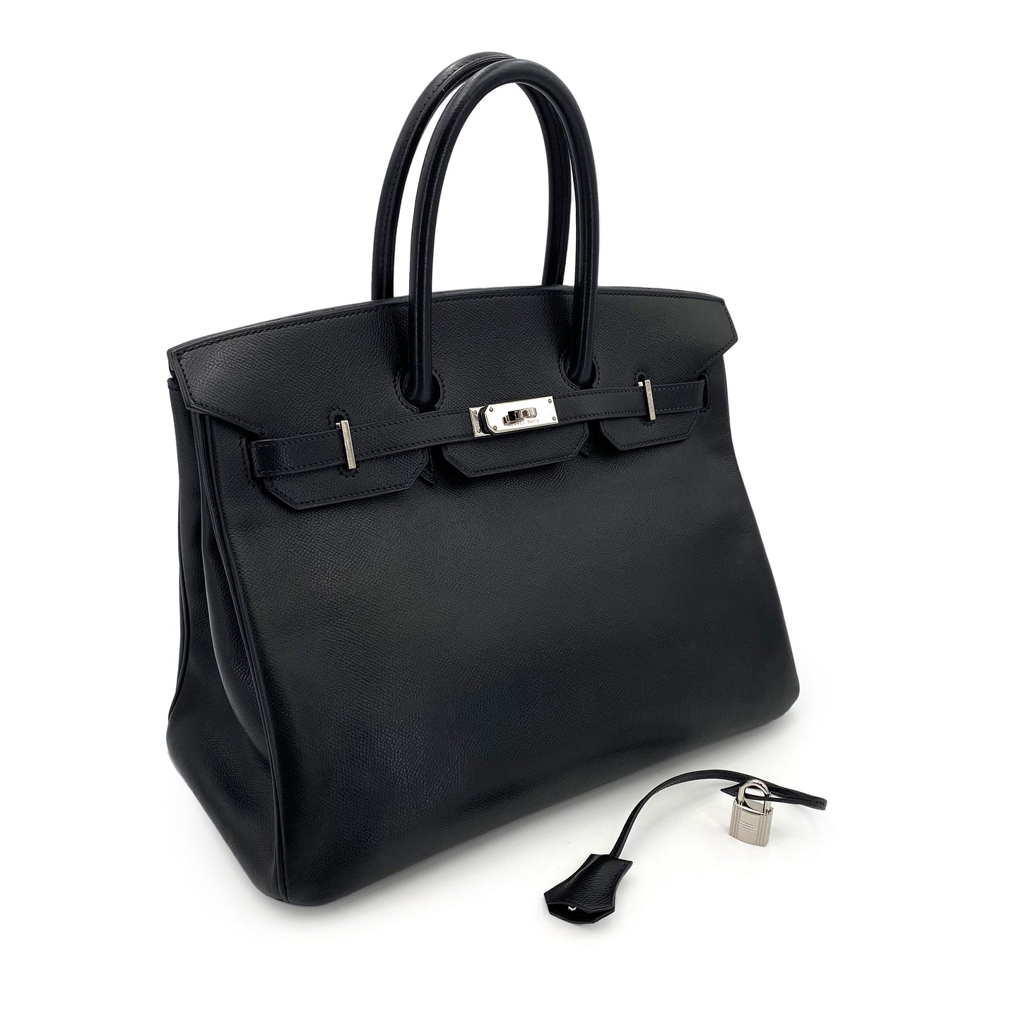 HERMES BIRKIN 35 BLACK EPSOM HAND BAG □H 90242964